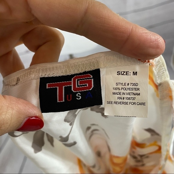 VINTAGE TG USA camisole floral print satin top Sz M - Picture 7 of 8